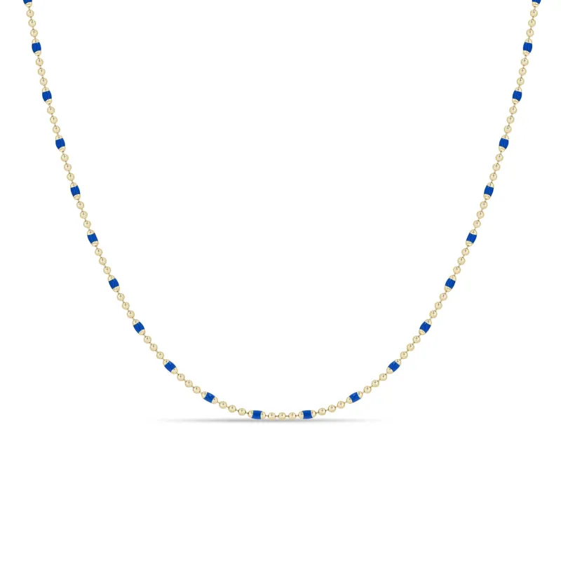 14k Gold & Lapis Blue Enamel Tube Bar Chain Necklace sold by Zoe Chicco