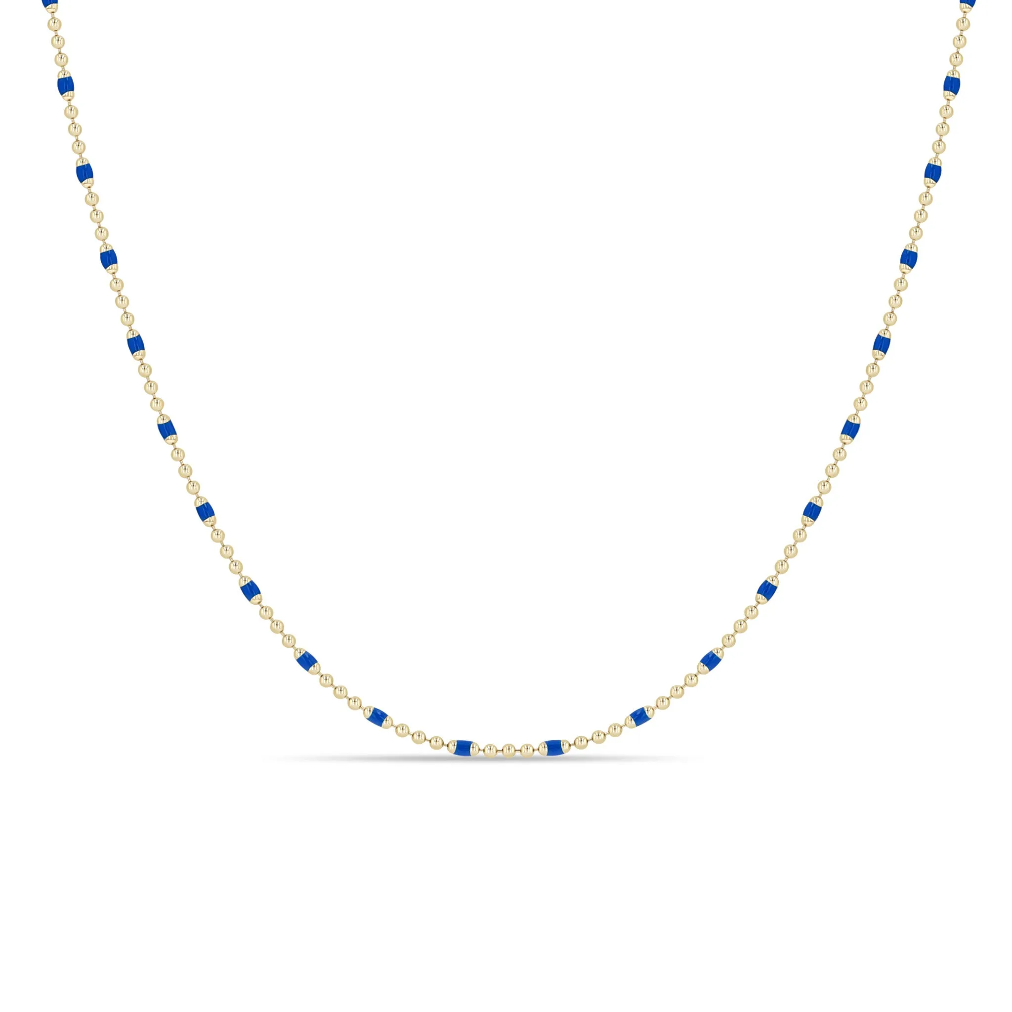 14k Gold & Lapis Blue Enamel Tube Bar Chain Necklace sold by Zoe Chicco