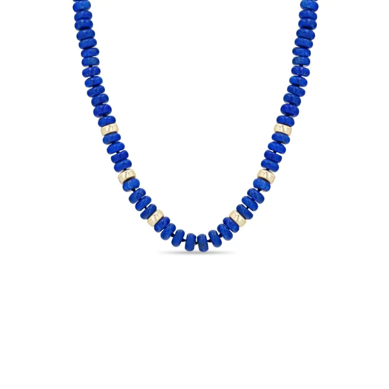 14k Gold & Lapis Rondelle Bead Necklace sold by Zoe Chicco