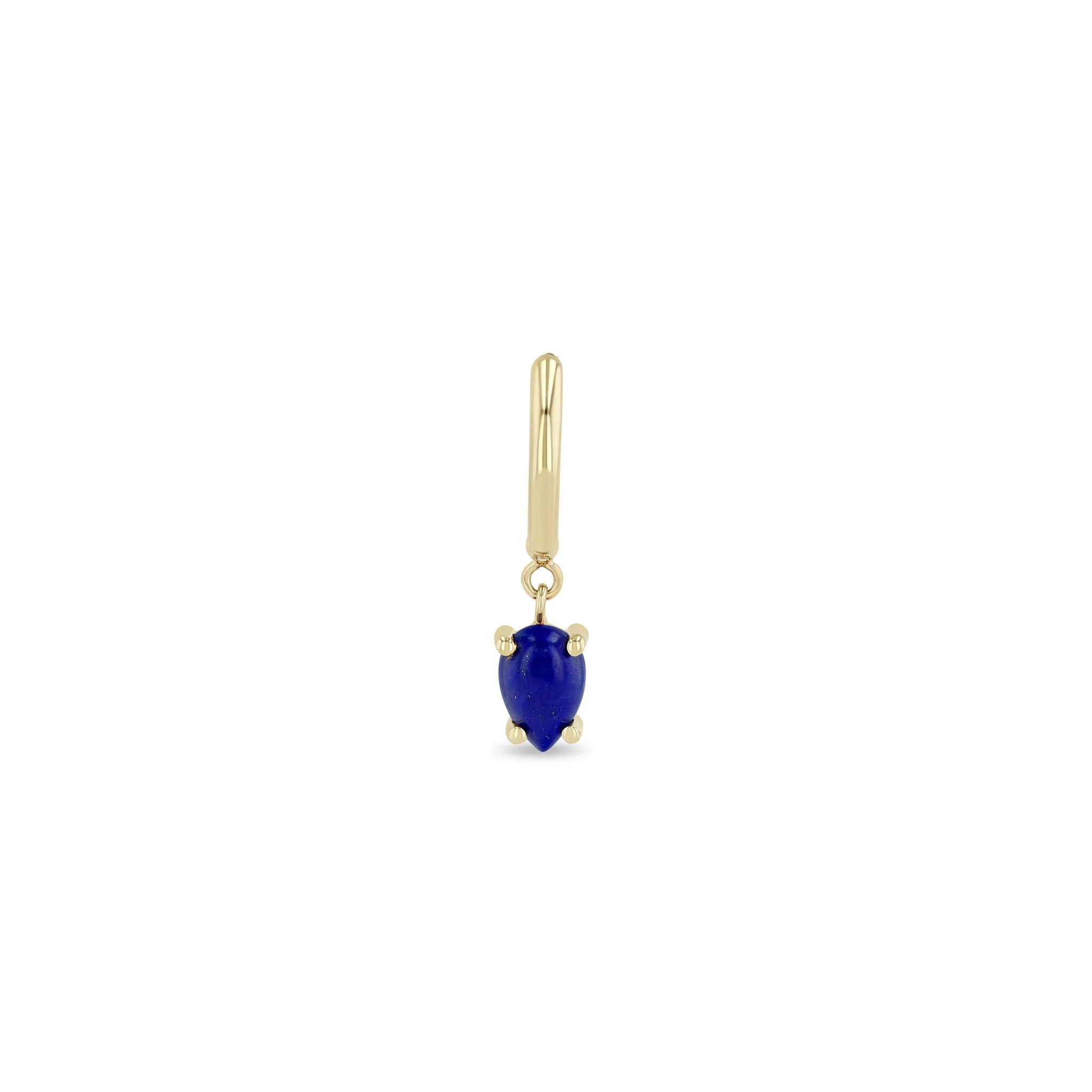 14k Dangling Pear Lapis Small Pavé Diamond Hinge Huggie Hoops sold by Zoe Chicco product image thumbnail 5