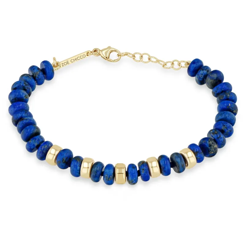 14k Gold & Lapis Rondelle Bead Bracelet sold by Zoe Chicco