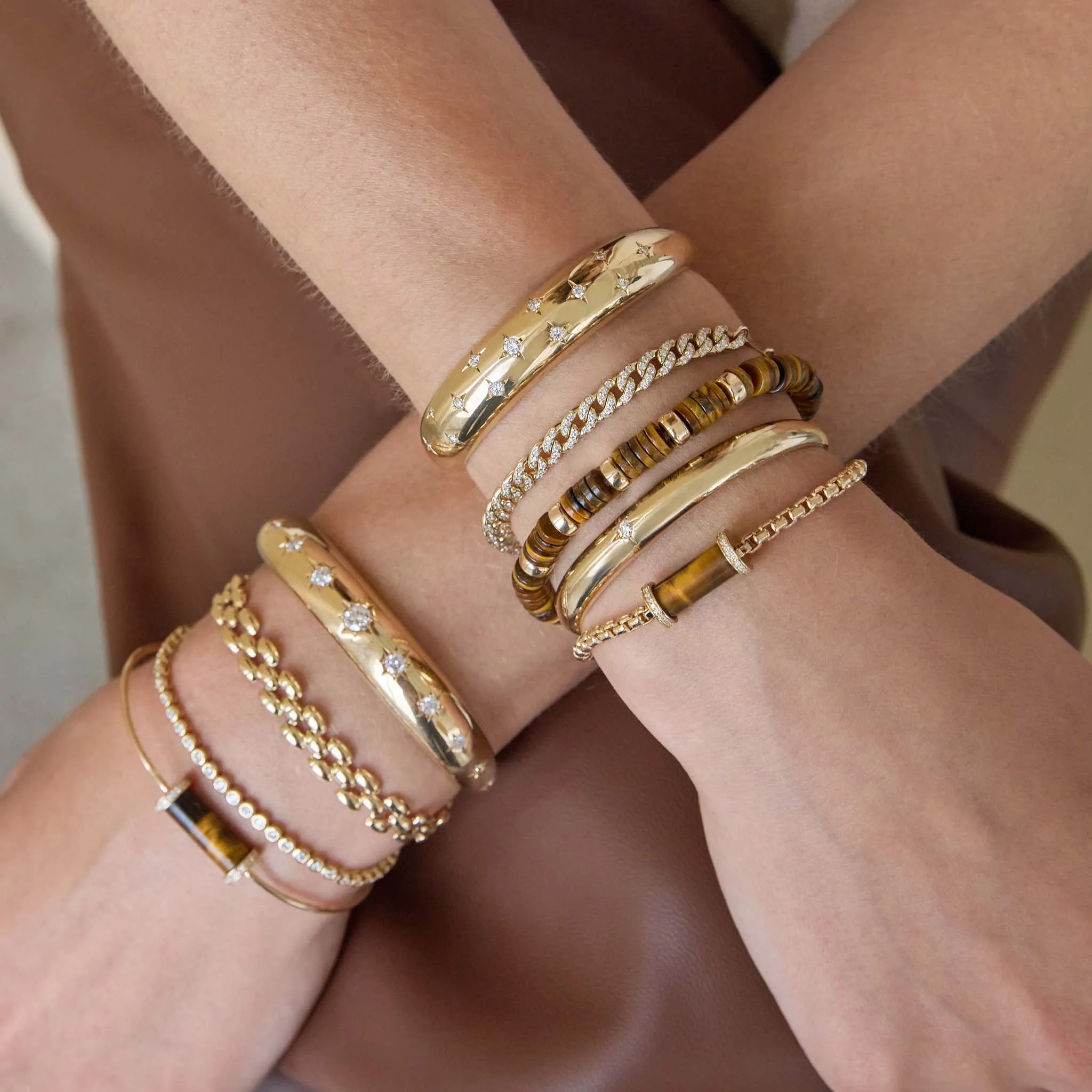 14k Gold & Tiger Eye Heishi Bead Bracelet sold by Zoe Chicco product image thumbnail 2