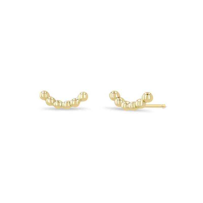 14k Gold Medium Beaded Curve Studs sold by Zoe Chicco
