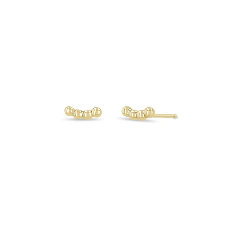 14k Gold Small Beaded Curve Studs sold by Zoe Chicco
