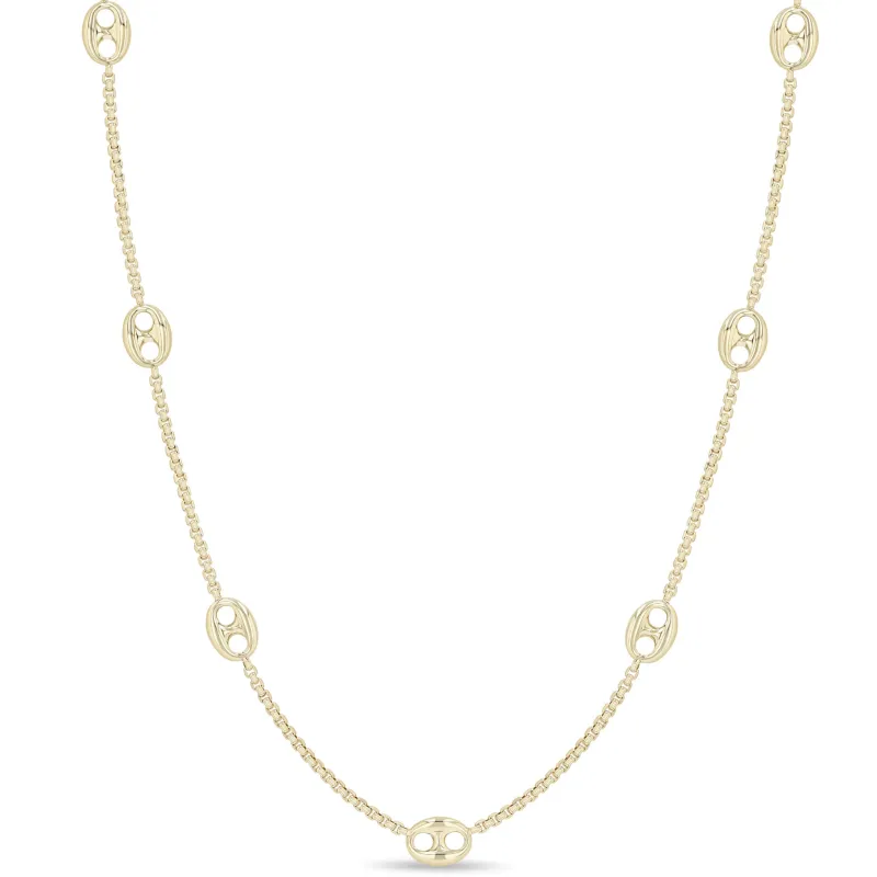 14k 13 Large Mariner Link Station Long Box Chain Necklace sold by Zoe Chicco