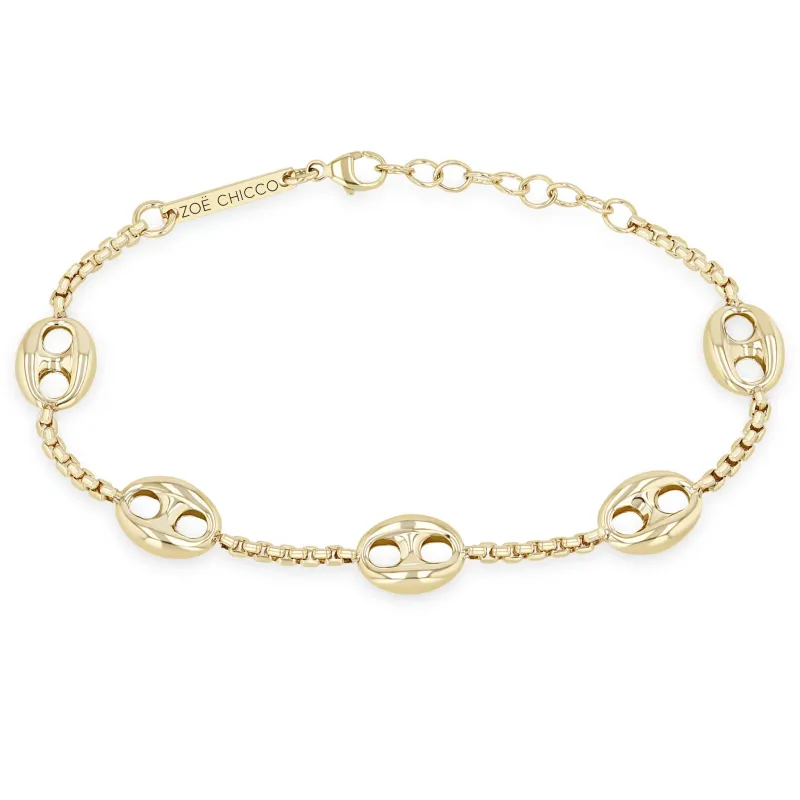 14k 5 Large Mariner Link Station Small Box Chain Bracelet sold by Zoe Chicco