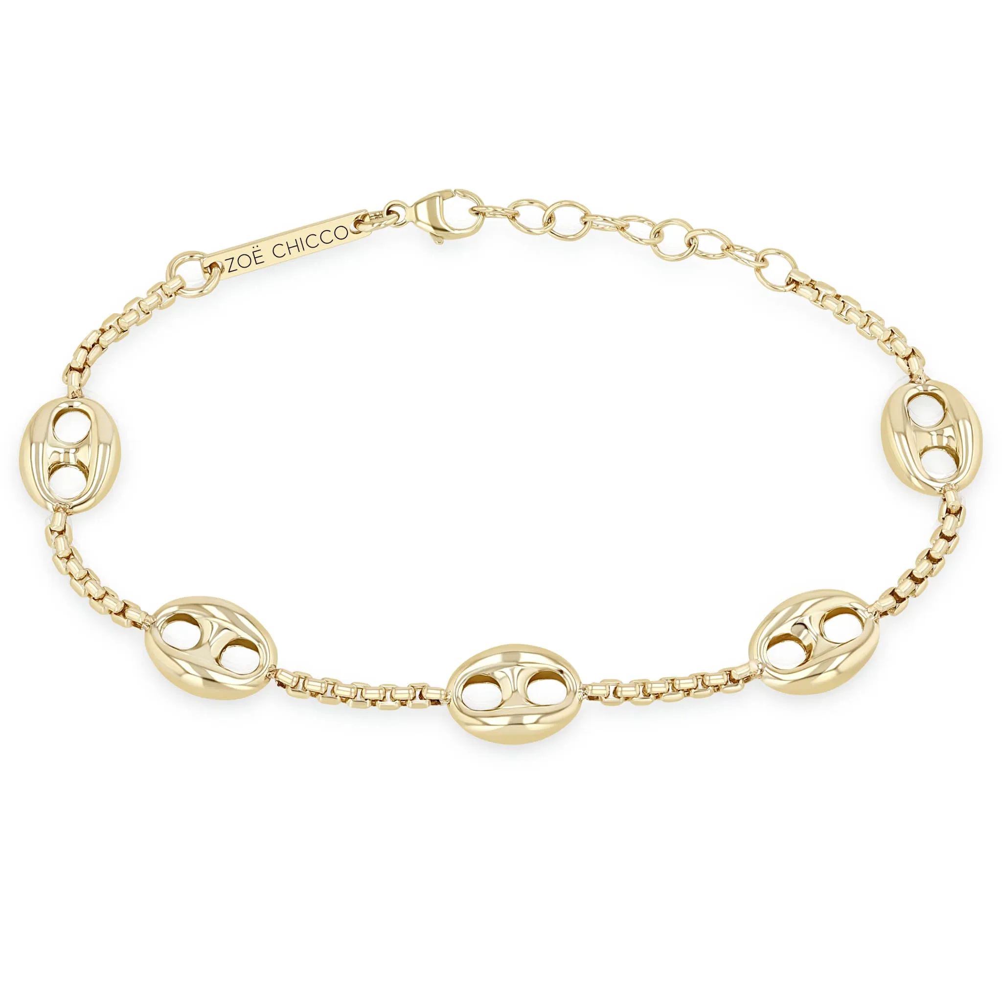 14k 5 Large Mariner Link Station Small Box Chain Bracelet sold by Zoe Chicco