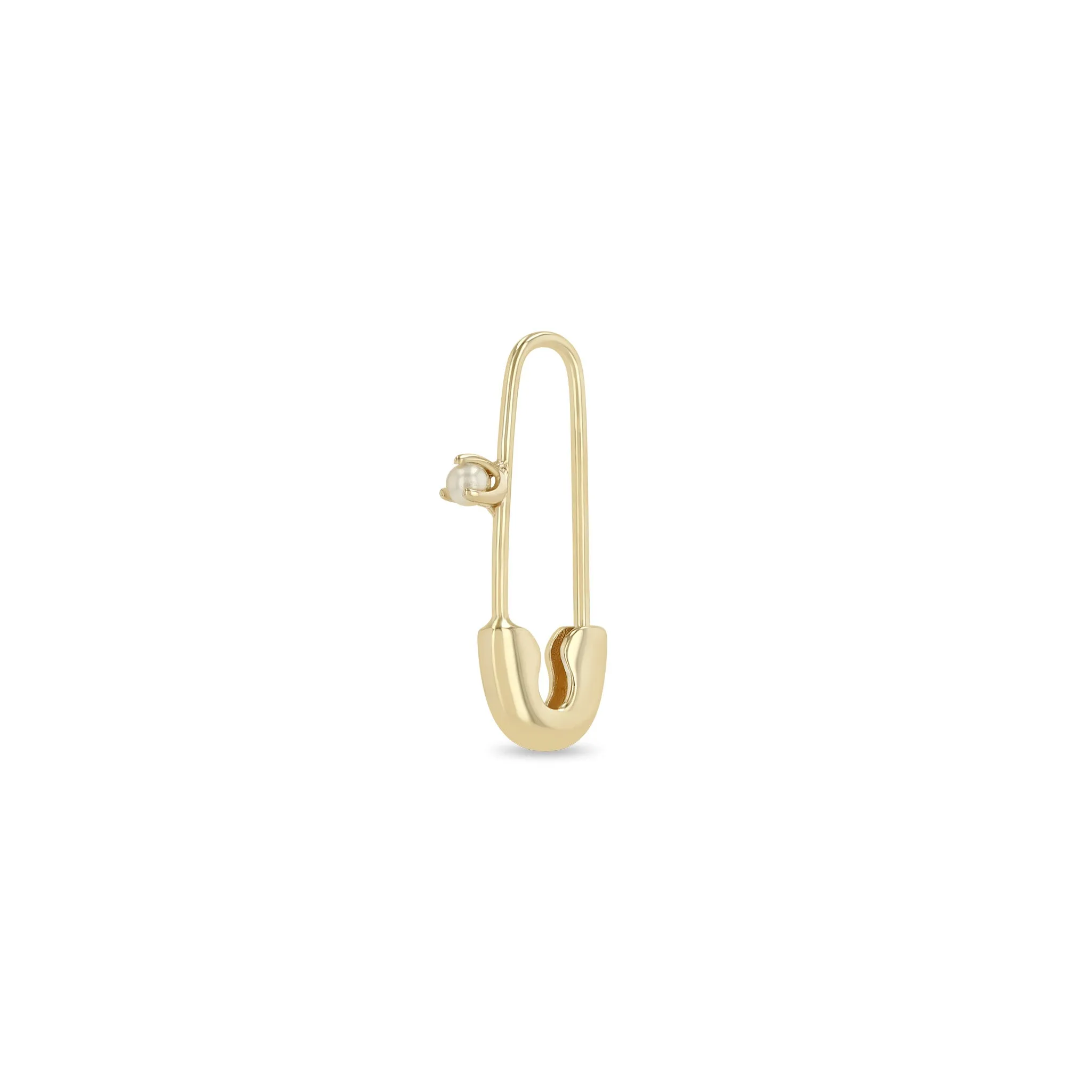 14k Gold Safety Pin with Pearl Threader Earring sold by Zoe Chicco