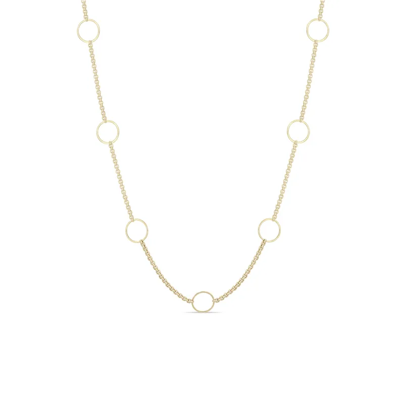 14k 9 Circle Station XS Box Chain Necklace sold by Zoe Chicco