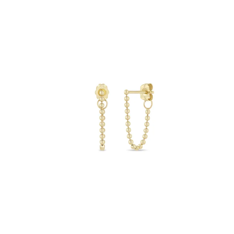 14k Bead Chain Huggie Earrings sold by Zoe Chicco