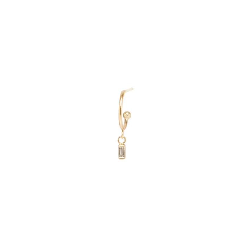 14k Baguette Diamond Thin Huggie Hoop - SALE sold by Zoe Chicco