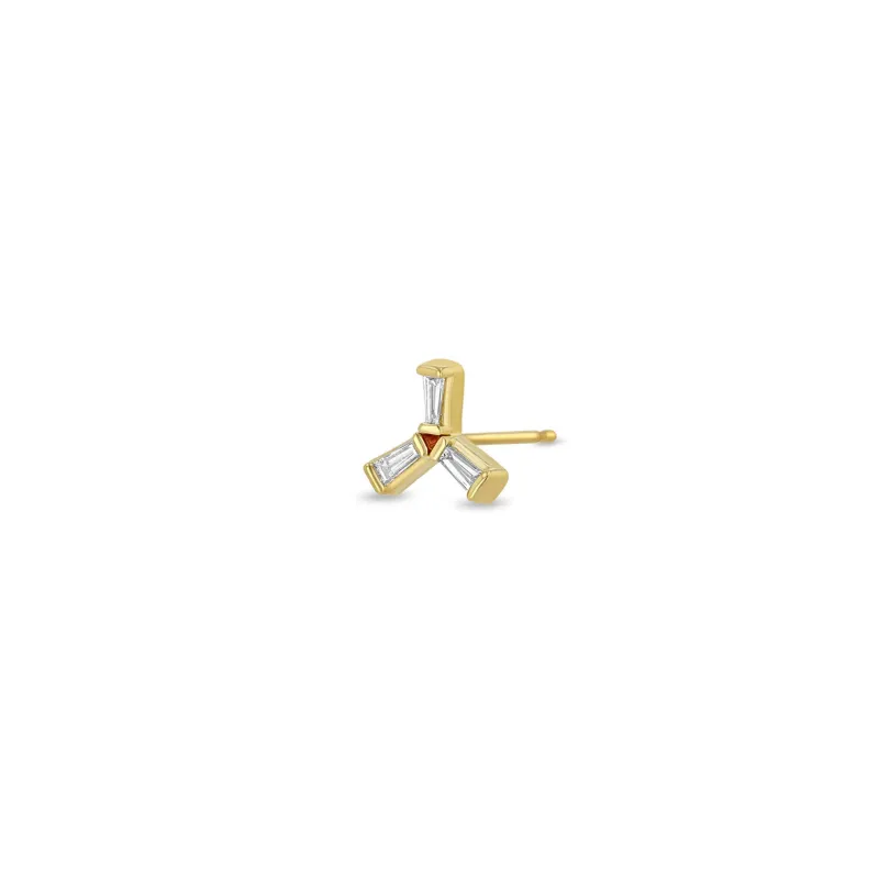 14k Tapered Baguette Diamond Trio Stud - SALE sold by Zoe Chicco