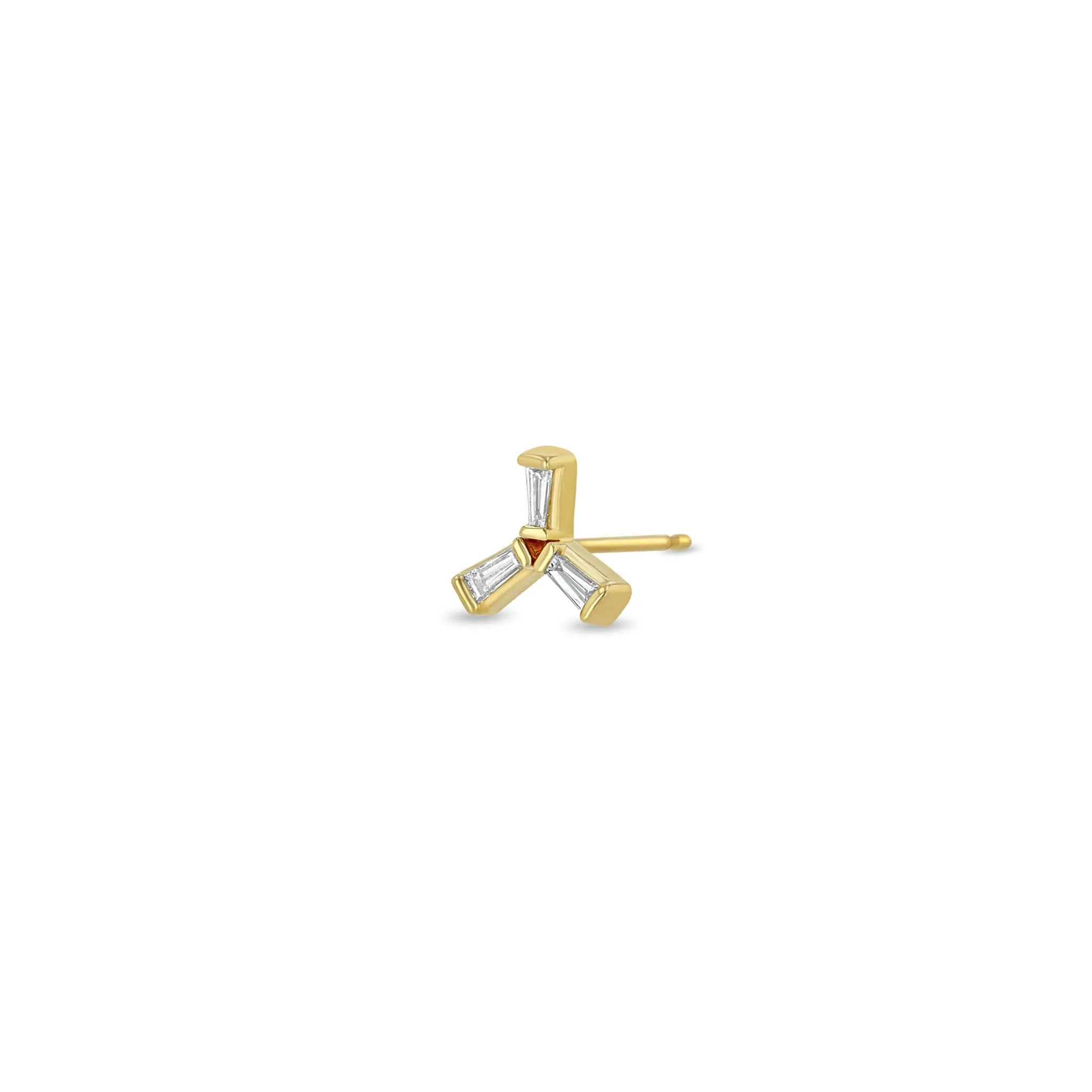14k Tapered Baguette Diamond Trio Stud - SALE sold by Zoe Chicco