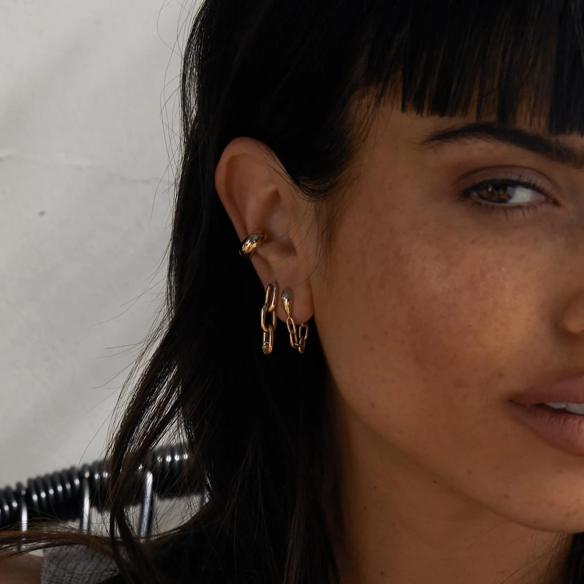 14k Snake Head with Diamond Eyes Square Oval Chain Huggie Earring - SALE sold by Zoe Chicco product image thumbnail 2