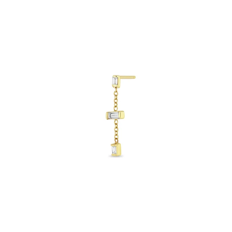 14k Linked Baguette Diamond Chain Drop Earring - SALE sold by Zoe Chicco