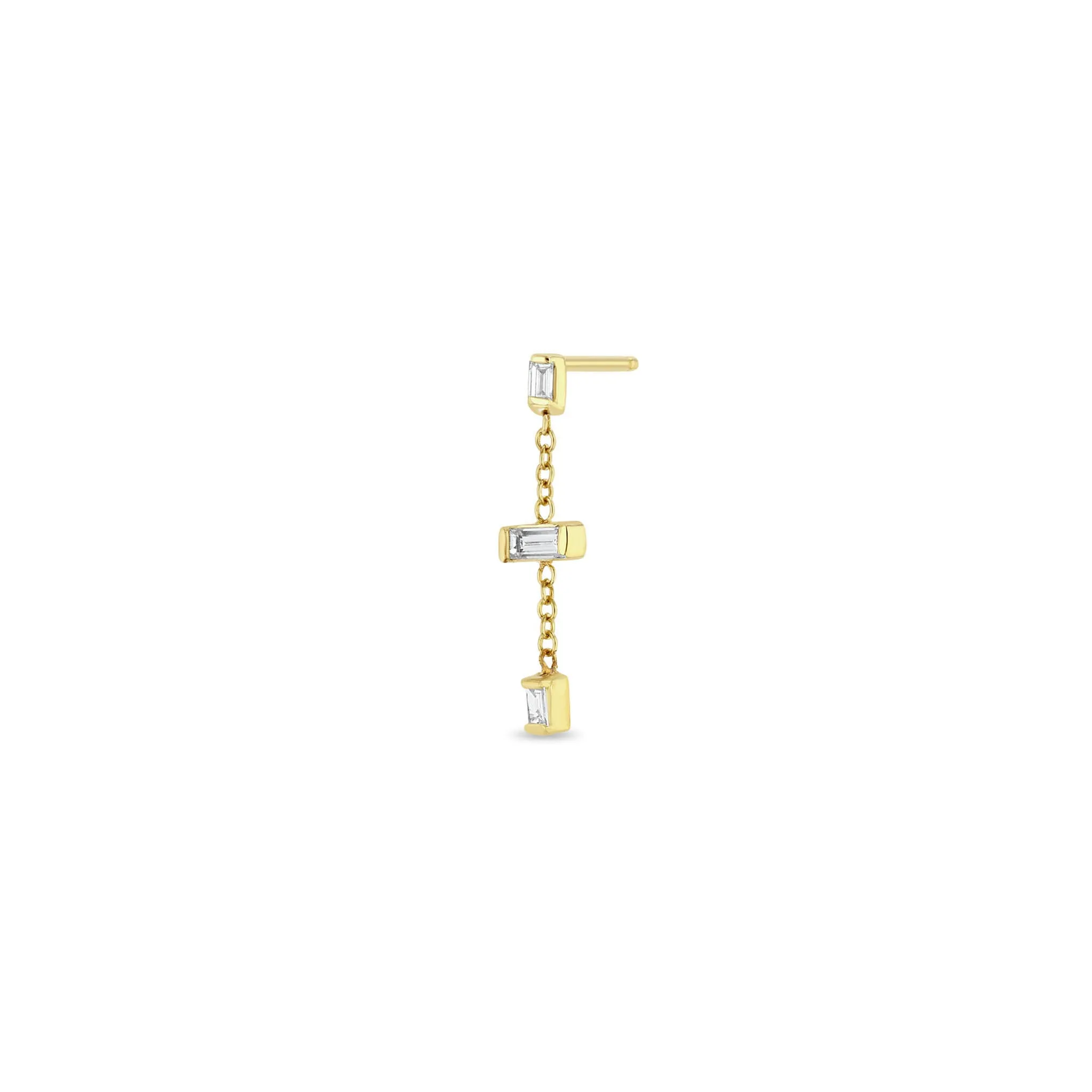 14k Linked Baguette Diamond Chain Drop Earring - SALE sold by Zoe Chicco
