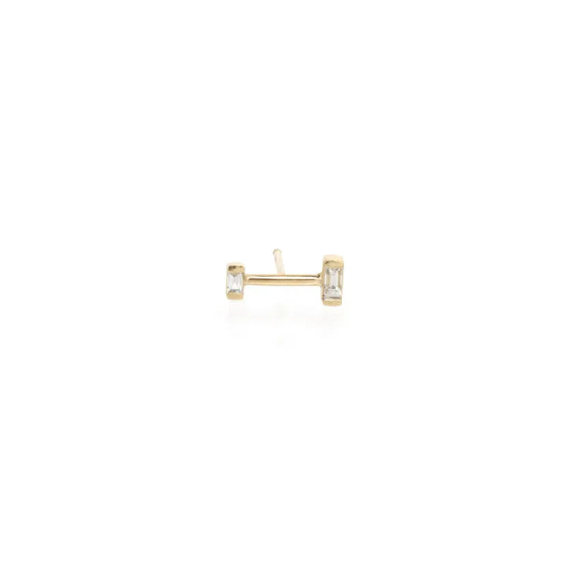 14k Baguette Diamond Barbell Stud - SALE sold by Zoe Chicco