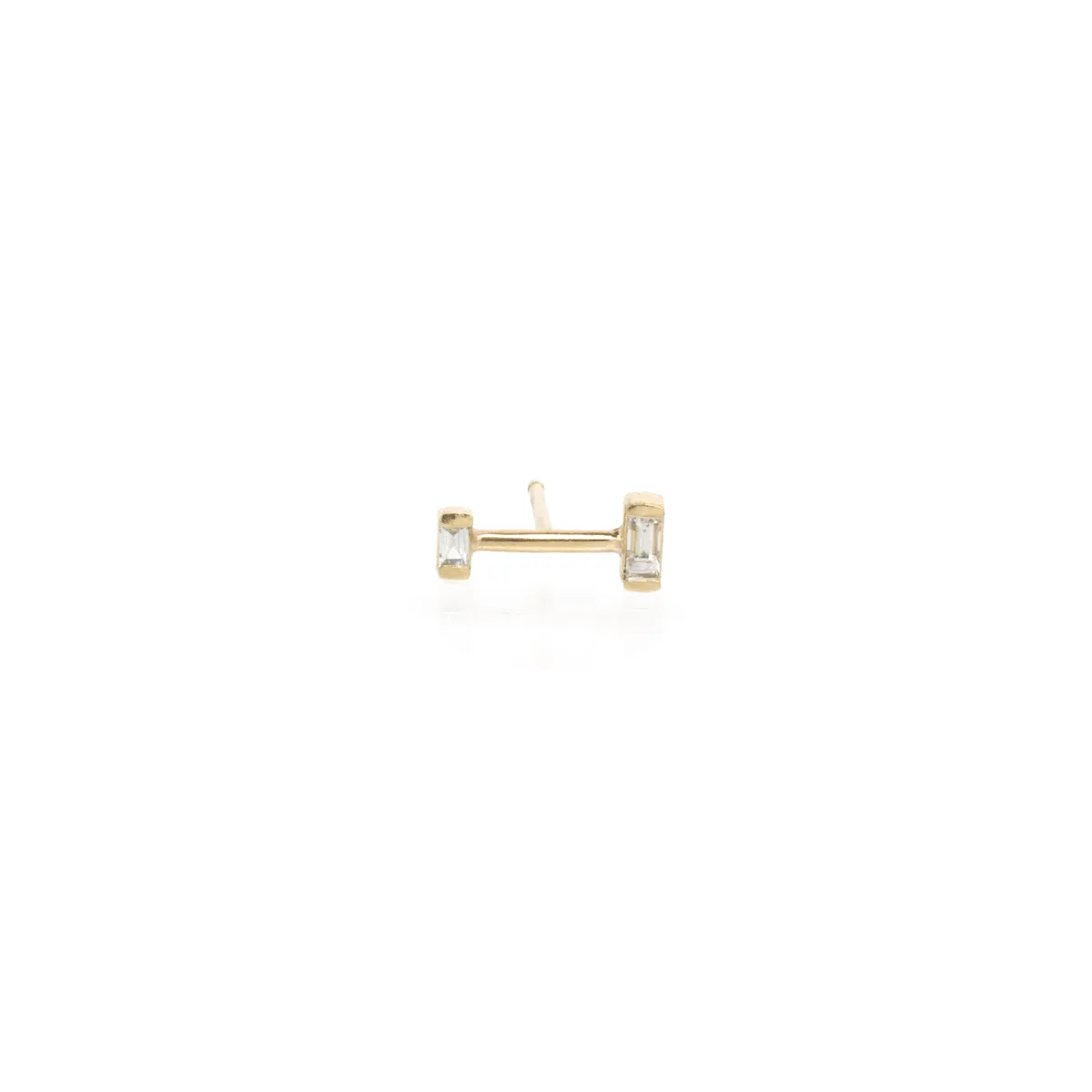 14k Baguette Diamond Barbell Stud - SALE sold by Zoe Chicco