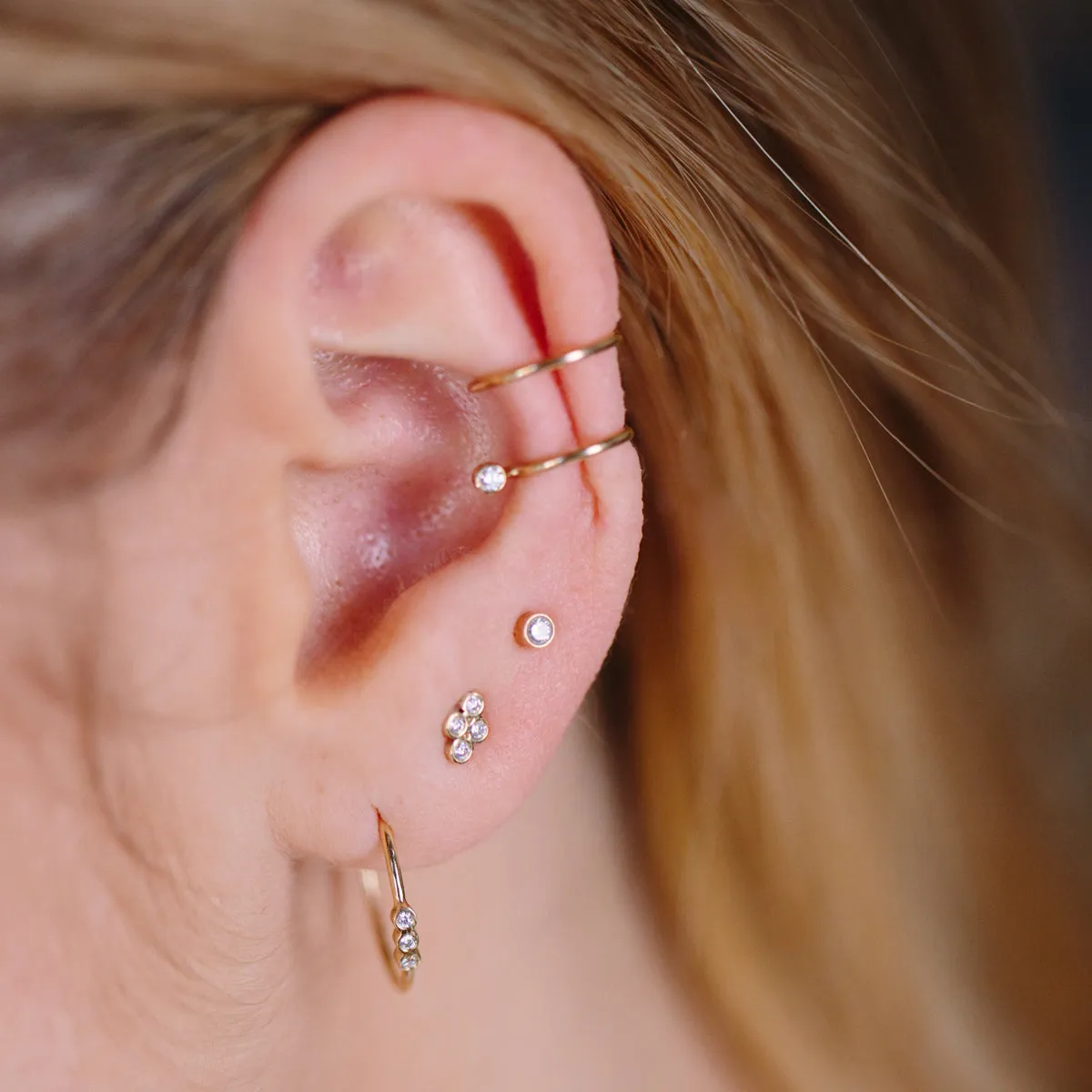 14k Quad Diamond Bezel Stud Earring - SALE sold by Zoe Chicco product image thumbnail 3