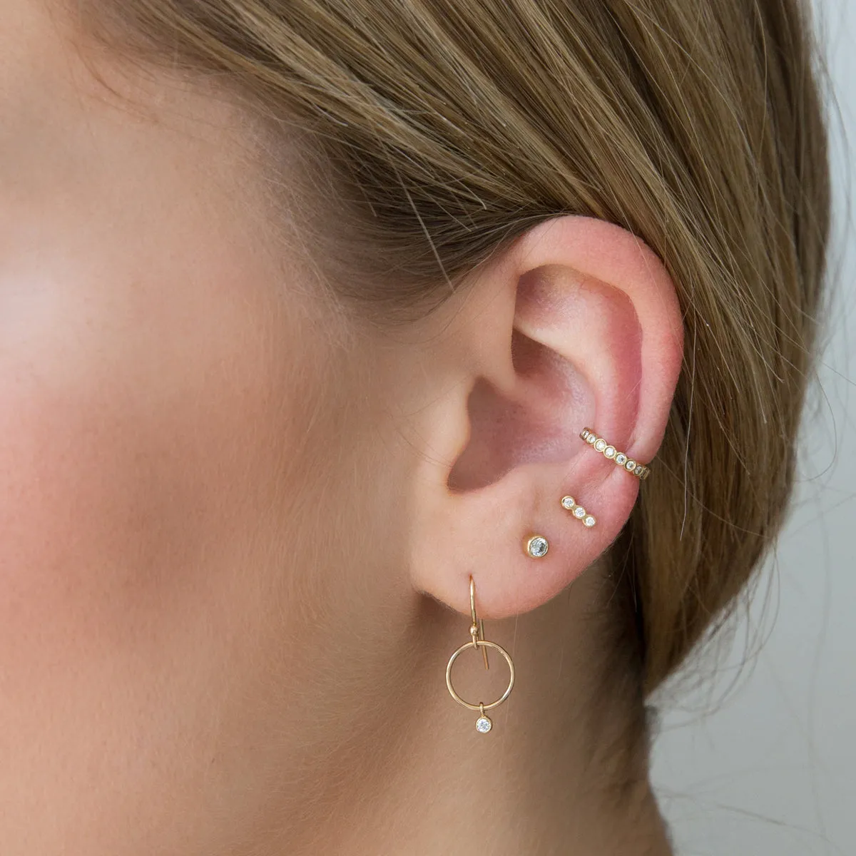 14k 3 Tiny Diamond Bezel Stud - SALE sold by Zoe Chicco product image thumbnail 2