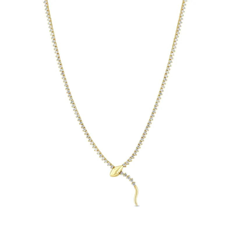 14k Diamond Tennis Snake Necklace sold by Zoe Chicco
