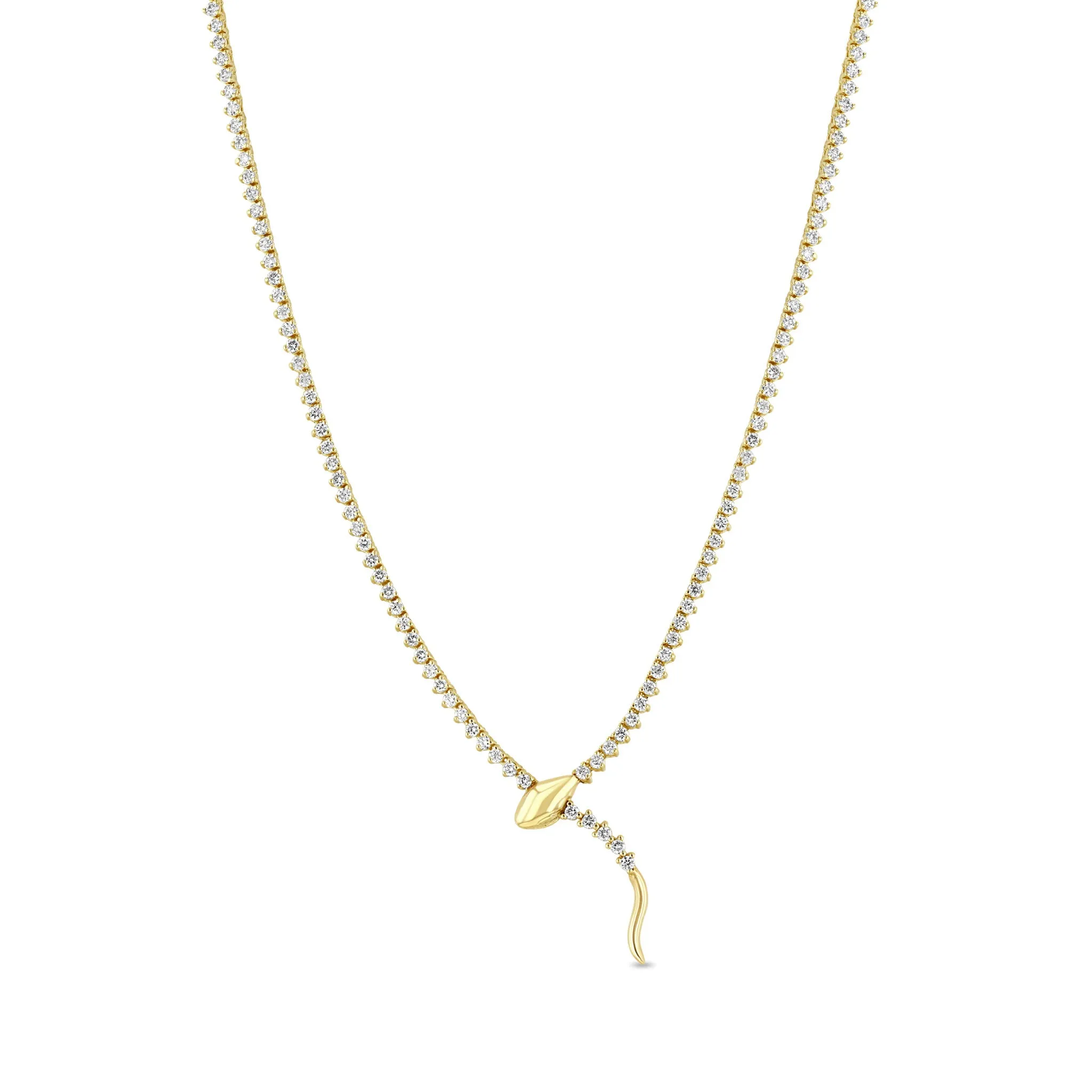 14k Diamond Tennis Snake Necklace sold by Zoe Chicco