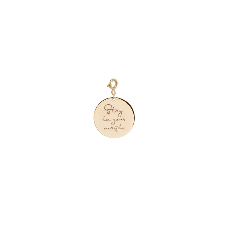 14k Small Mantra Medallion Disc Charm - SALE sold by Zoe Chicco