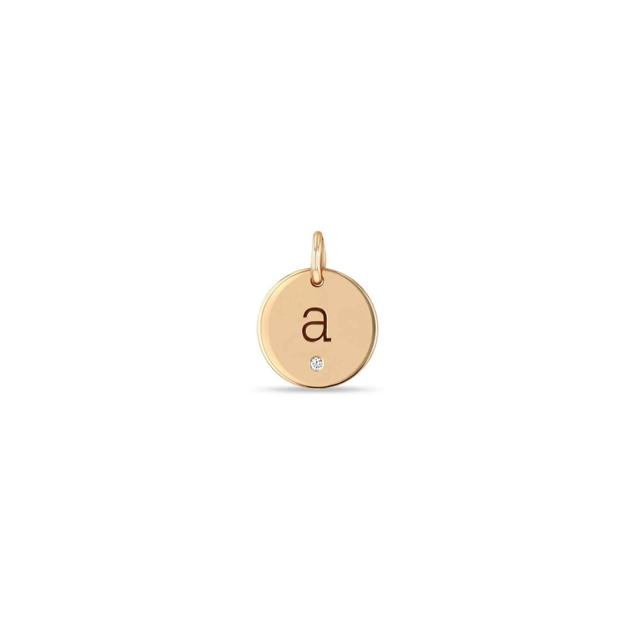 14k Medium Engraved Initial & Diamond Disc Charm Pendant - SALE sold by Zoe Chicco