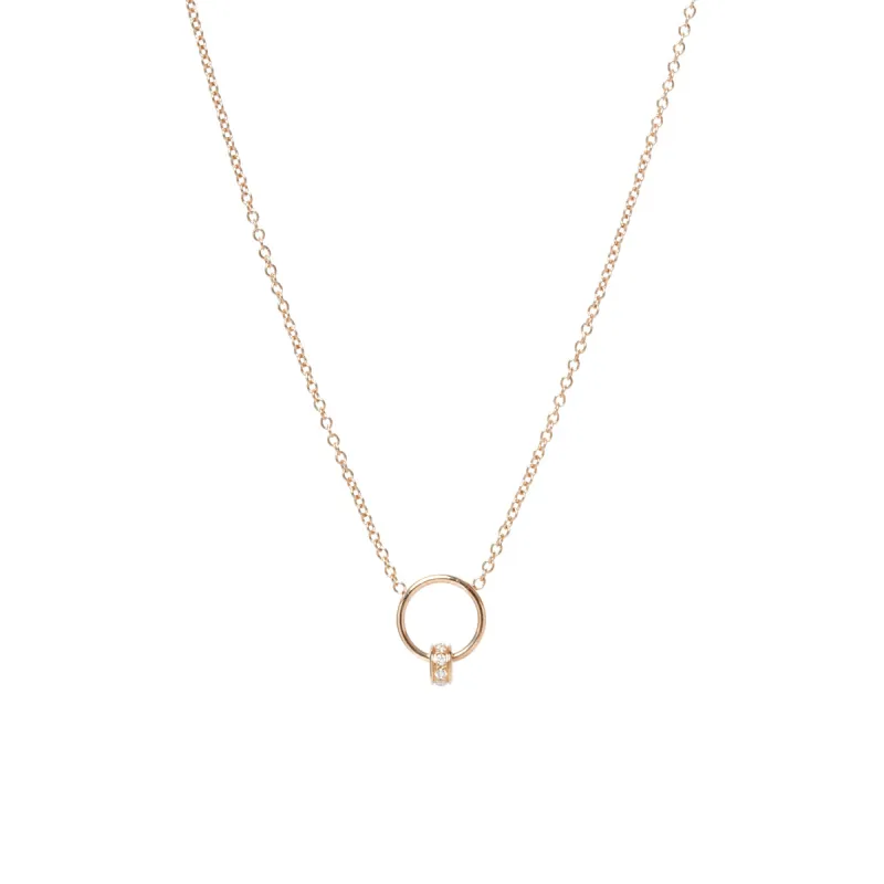 14k Pavé Diamond Rondelle Bead Circle Necklace - SALE sold by Zoe Chicco
