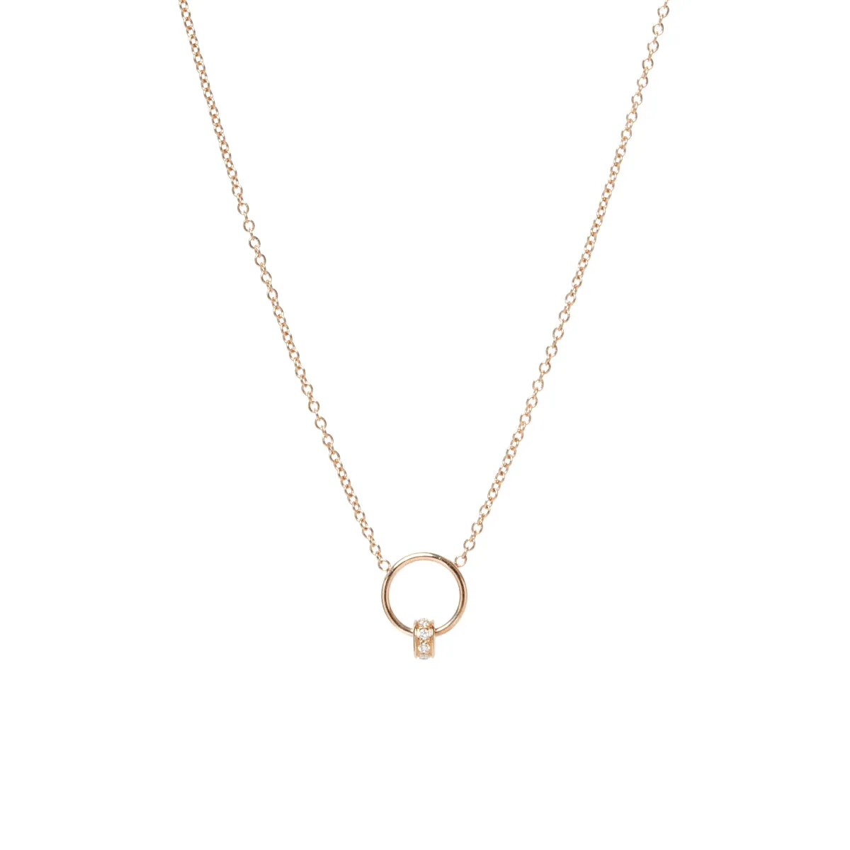 14k Pavé Diamond Rondelle Bead Circle Necklace - SALE sold by Zoe Chicco