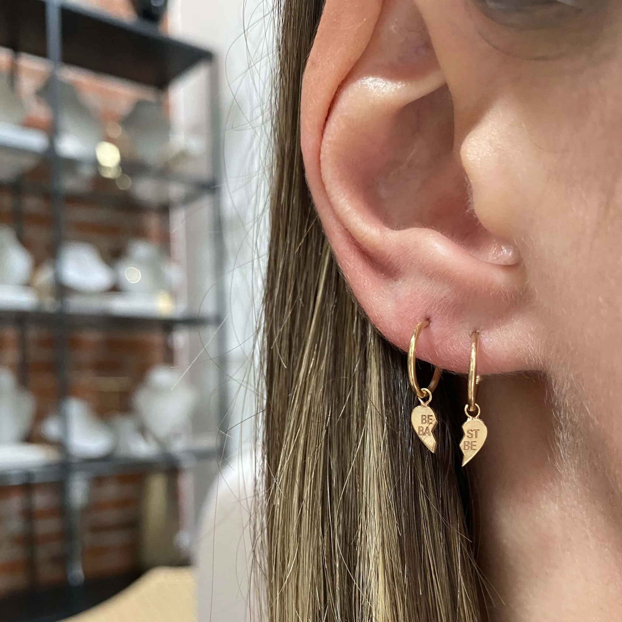 14k Itty Bitty "BEST BABE" Split Charm Huggie Hoops - SALE sold by Zoe Chicco product image thumbnail 2