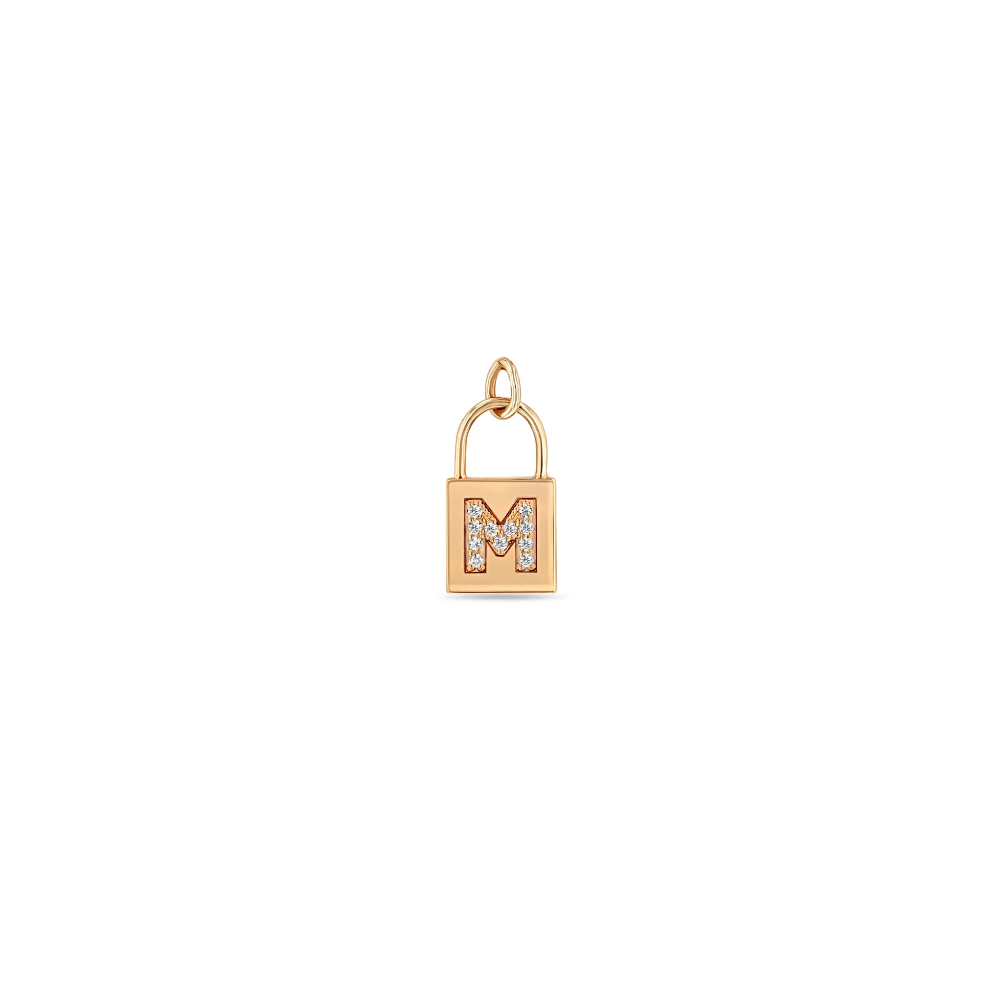 14k Pavé Diamond Initial Letter Small Padlock Charm - SALE sold by Zoe Chicco product image thumbnail 2