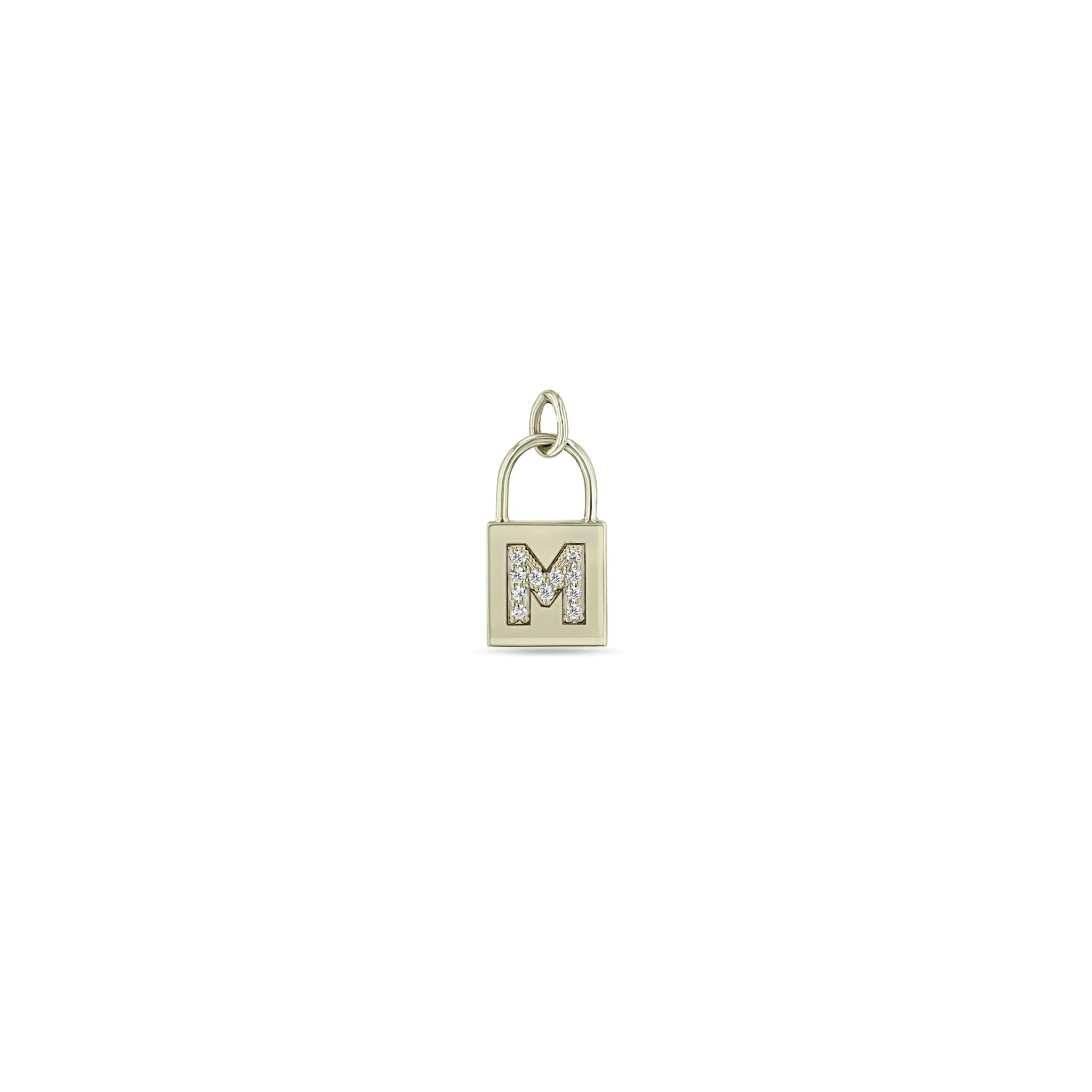 14k Pavé Diamond Initial Letter Small Padlock Charm - SALE sold by Zoe Chicco product image thumbnail 3