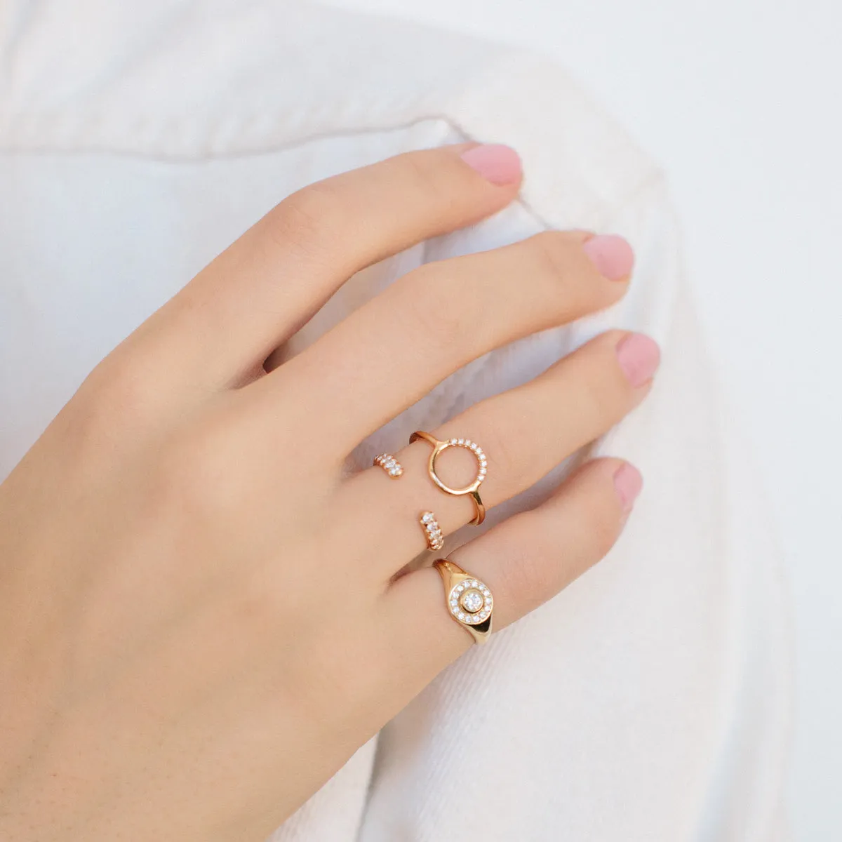 14k Open Half Round Ring with 10 Pavé Diamonds - SALE sold by Zoe Chicco product image thumbnail 4