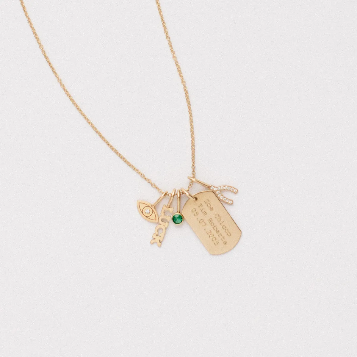 14k Midi Bitty Pavé Diamond Wishbone Charm - SALE sold by Zoe Chicco product image thumbnail 4