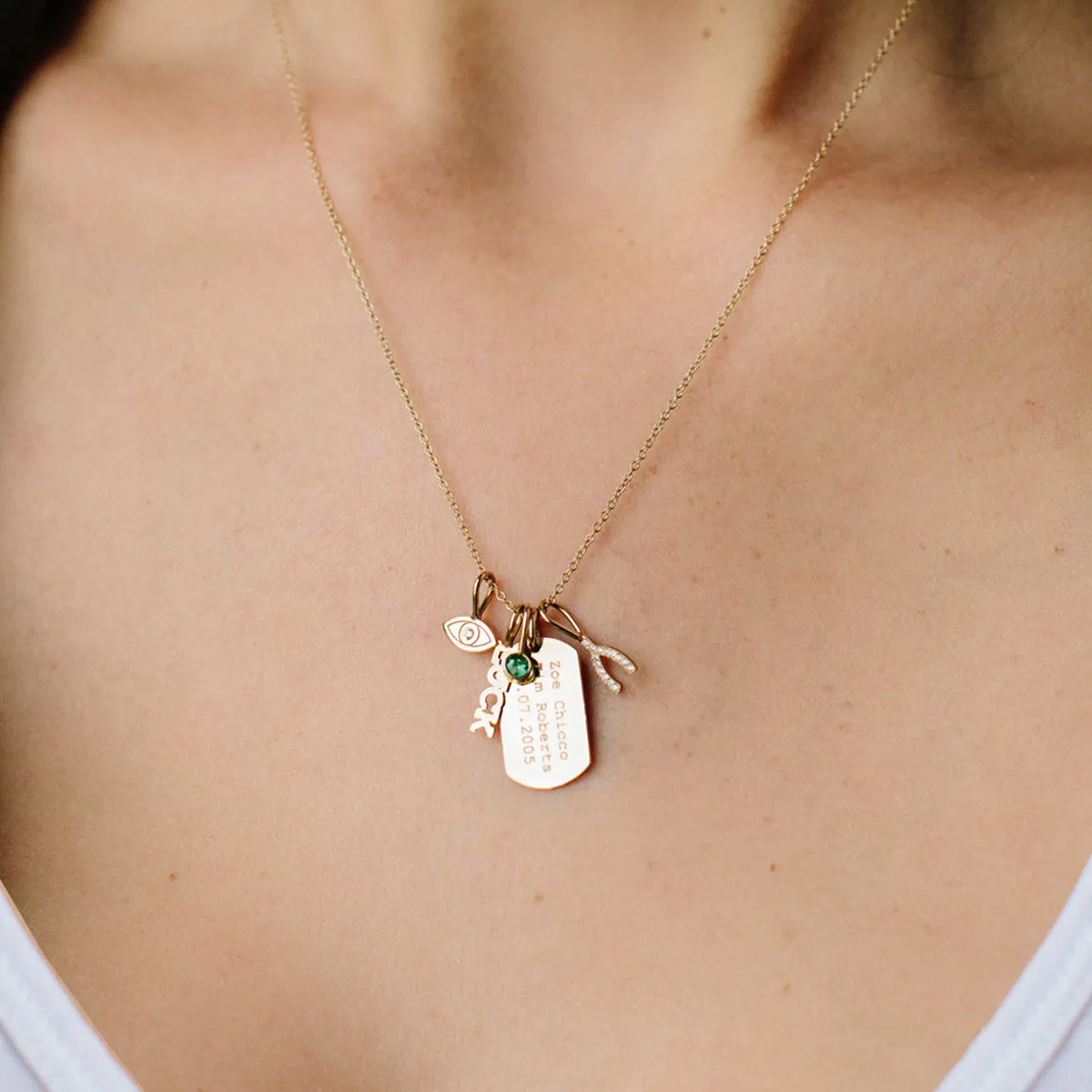 14k Midi Bitty Pavé Diamond Wishbone Charm - SALE sold by Zoe Chicco product image thumbnail 2