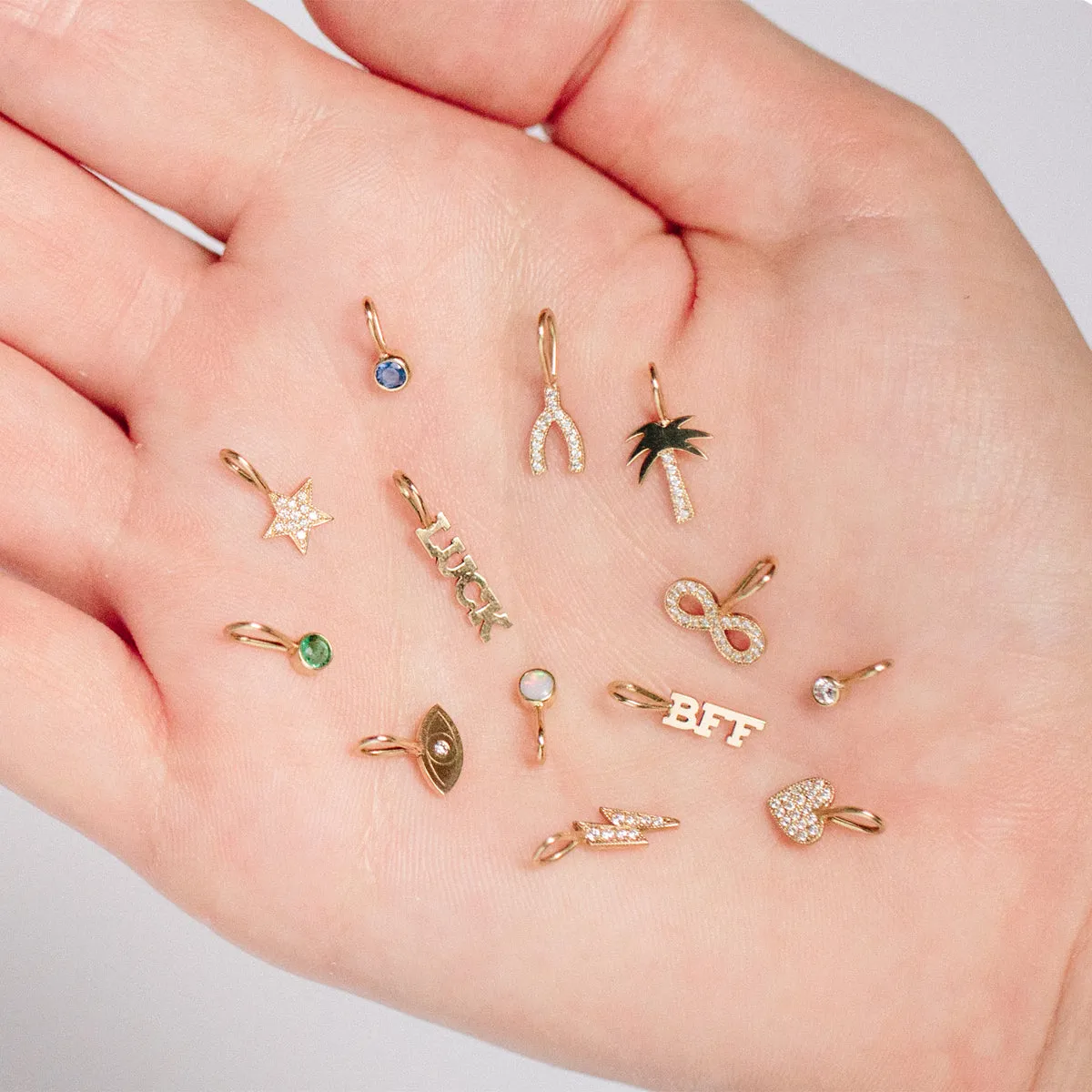 14k Midi Bitty Pavé Diamond Wishbone Charm - SALE sold by Zoe Chicco product image thumbnail 3