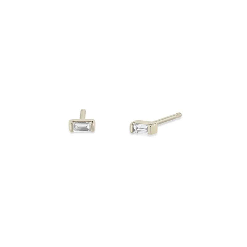 14k Small Baguette Diamond Studs - SALE sold by Zoe Chicco