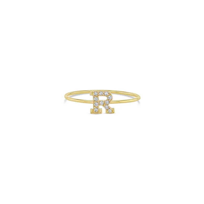 14k Pavé Diamond Initial Letter Ring - SALE sold by Zoe Chicco
