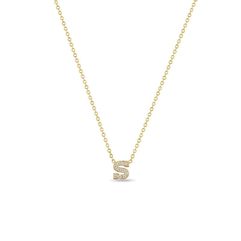 14k Pavé Diamond Initial Letter J Necklace - SALE sold by Zoe Chicco