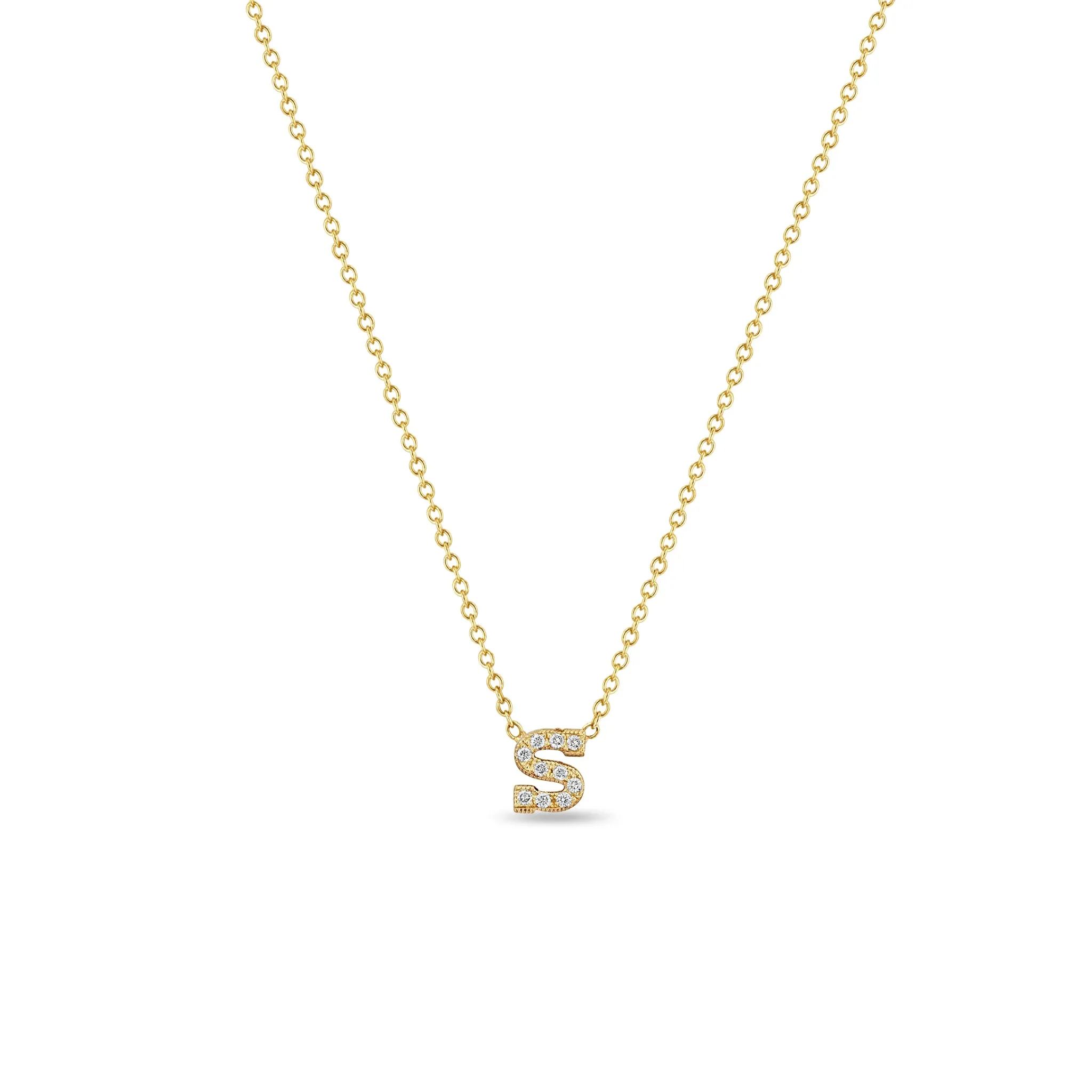 14k Pavé Diamond Initial Letter J Necklace - SALE sold by Zoe Chicco