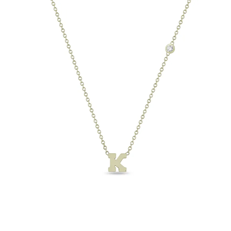 14k Initial Letter Necklace with Floating Diamond - SALE sold by Zoe Chicco