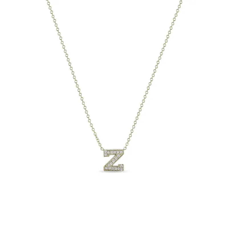 14k Large Pavé Diamond Initial Letter Necklace - SALE sold by Zoe Chicco