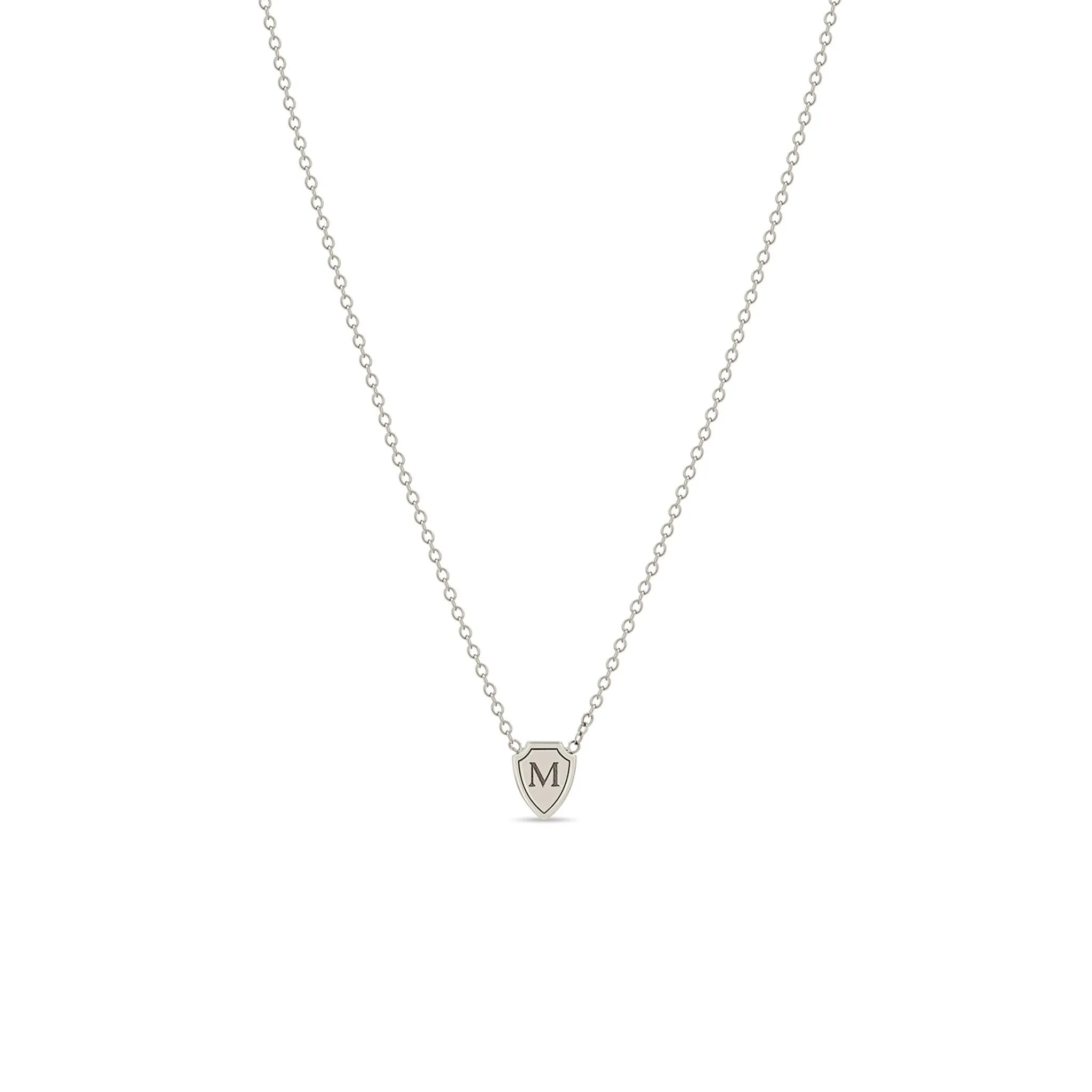 14k Engraved Initial Letter Midi Bitty Shield Necklace sold by Zoe Chicco product image thumbnail 3
