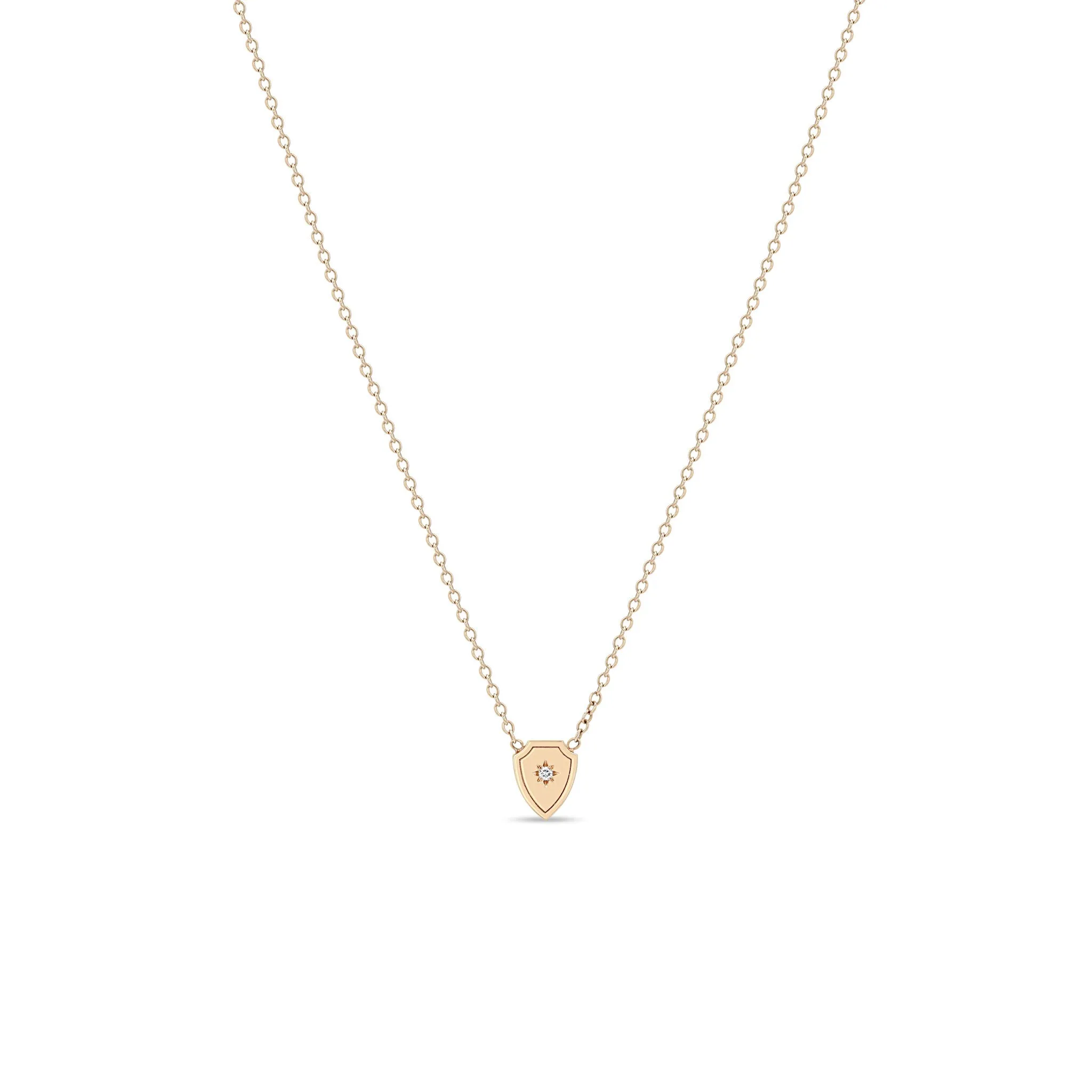 14k Midi Bitty Star Set Diamond Shield Necklace sold by Zoe Chicco product image thumbnail 2