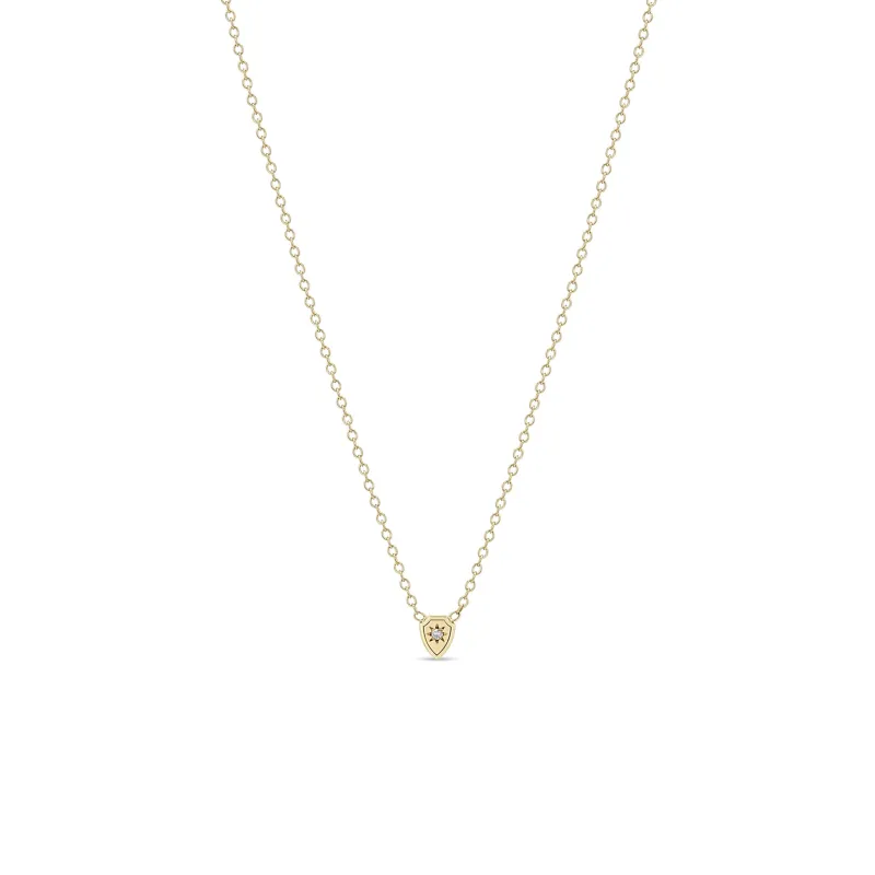 14k Itty Bitty Star Set Diamond Shield Necklace sold by Zoe Chicco