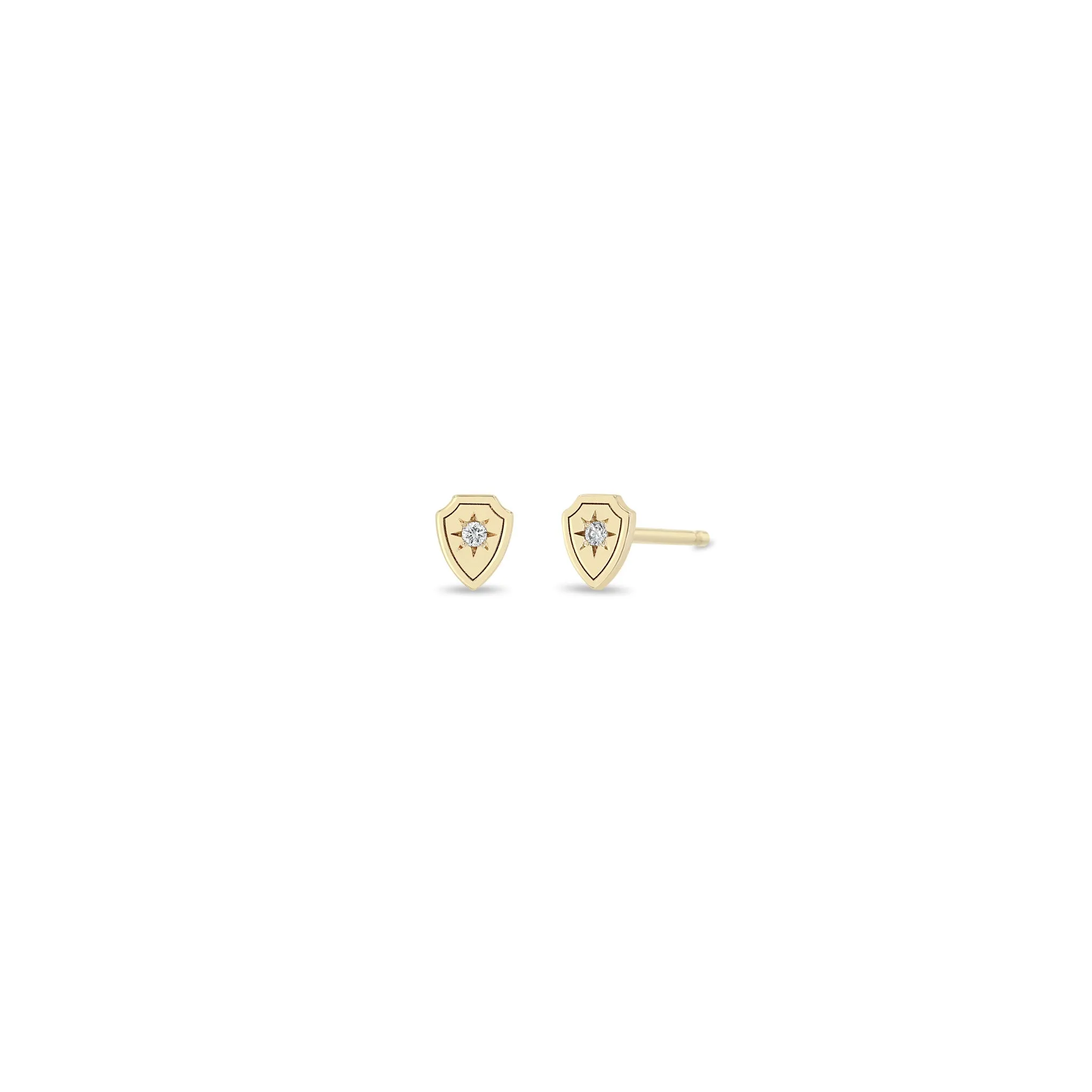 14k Itty Bitty Star Set Diamond Shield Stud sold by Zoe Chicco product image thumbnail 2
