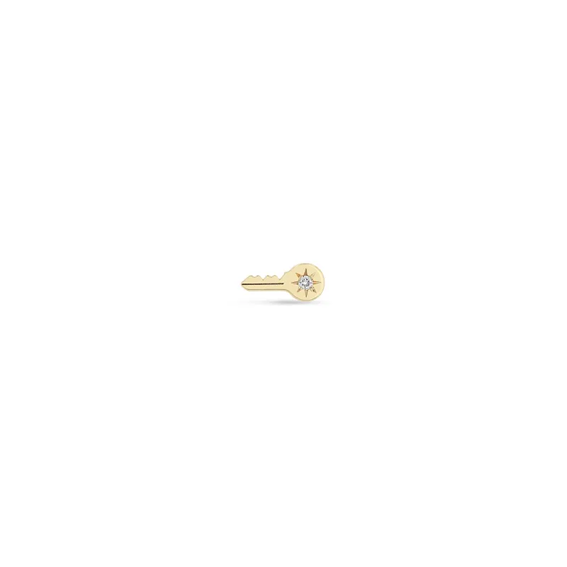 14k Itty Bitty Star Set Diamond Key Stud sold by Zoe Chicco