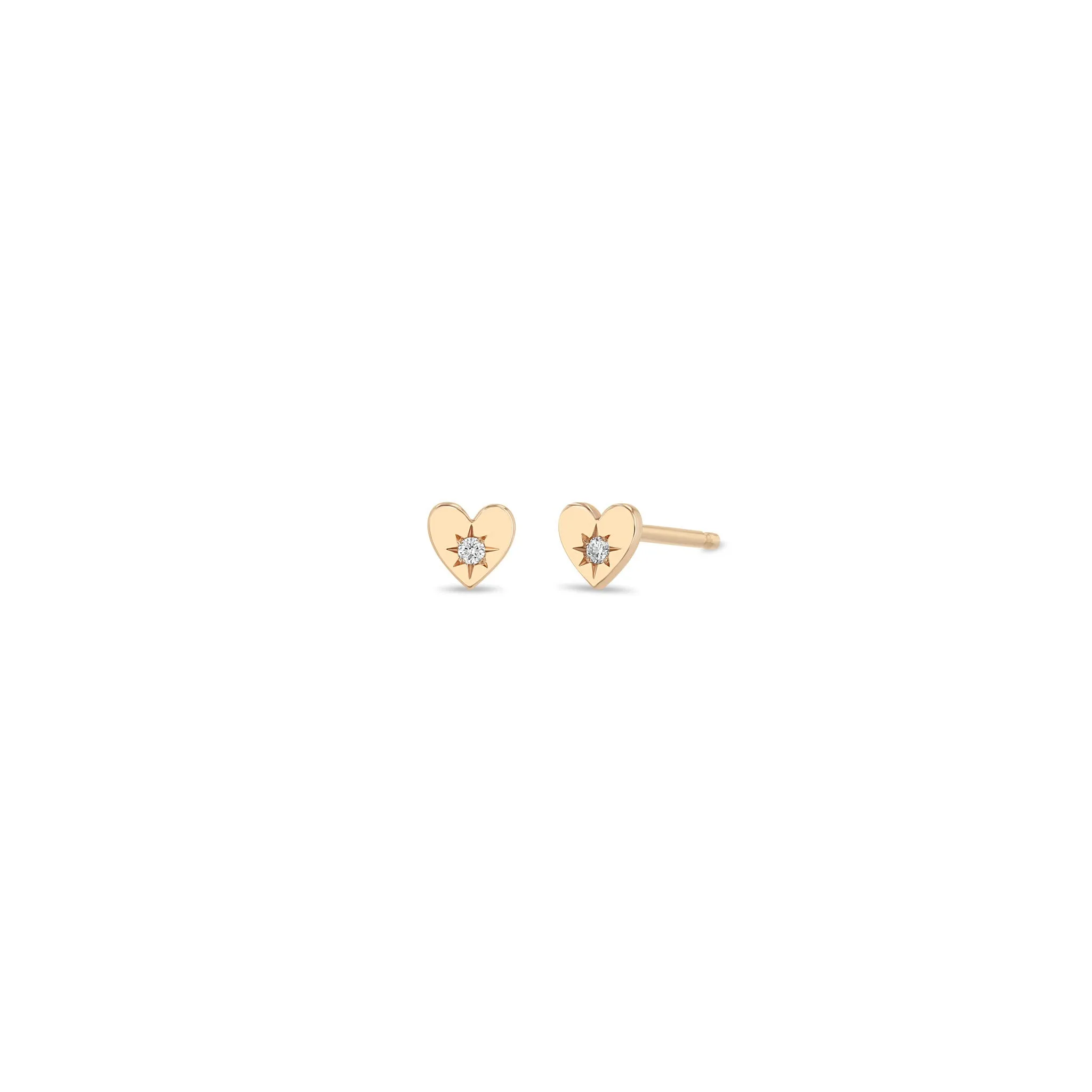 14k Itty Bitty Star Set Diamond Heart Stud sold by Zoe Chicco product image thumbnail 4