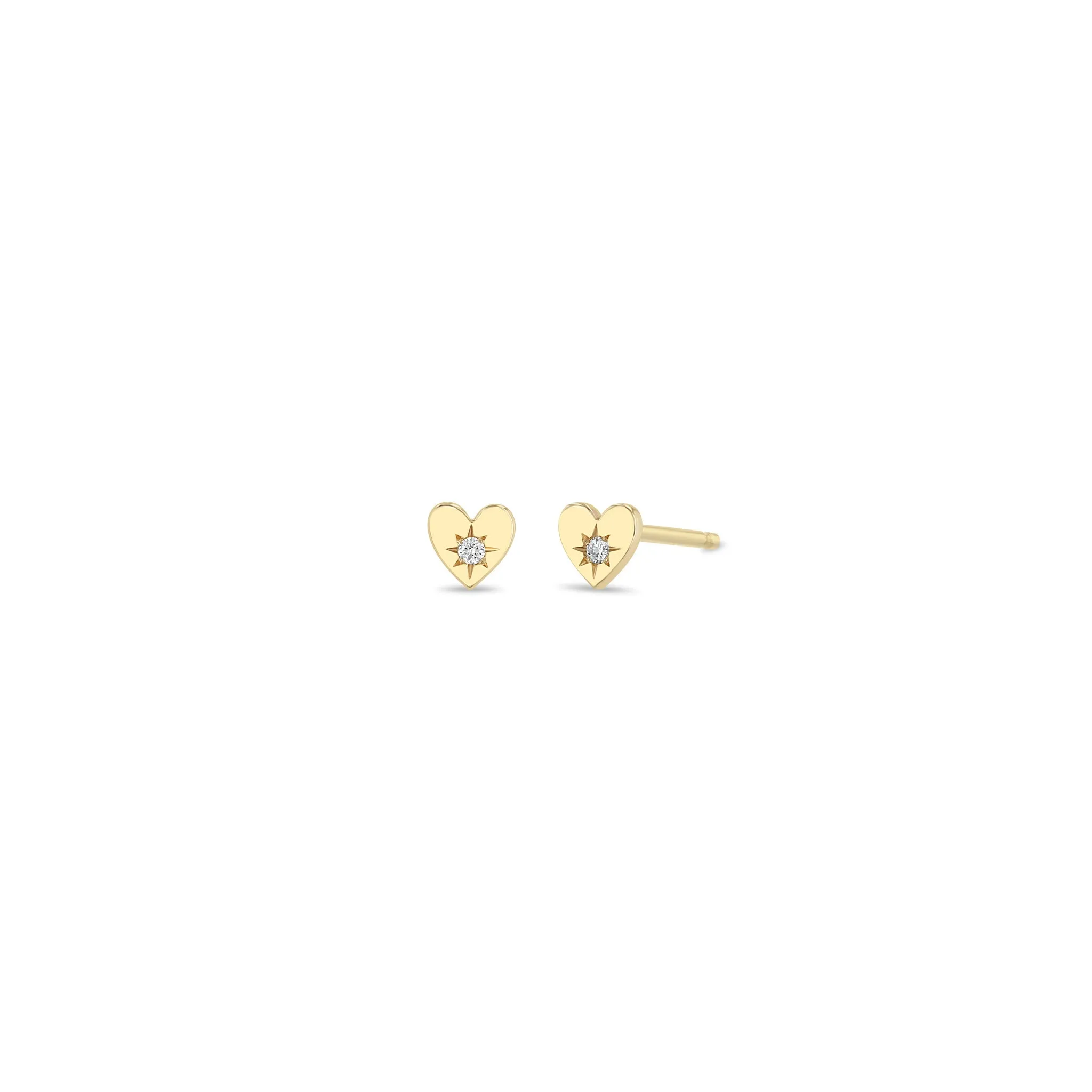 14k Itty Bitty Star Set Diamond Heart Stud sold by Zoe Chicco product image thumbnail 2